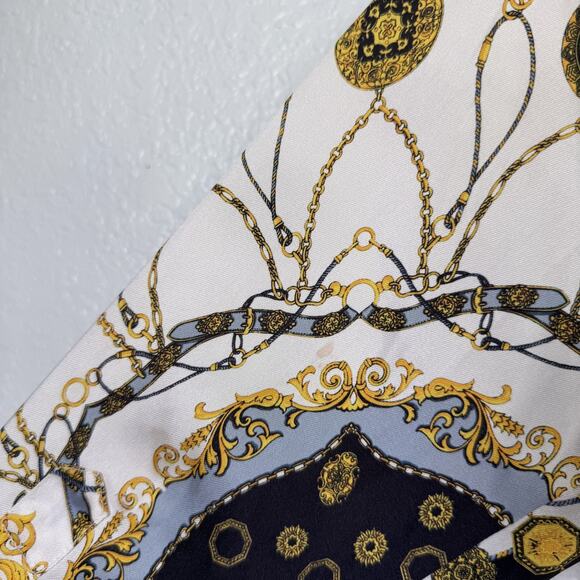 Zara Shirt Womens Small Baroque Chain Print Top Long Sleeve Button Up Vogue Chic - Picture 10 of 14